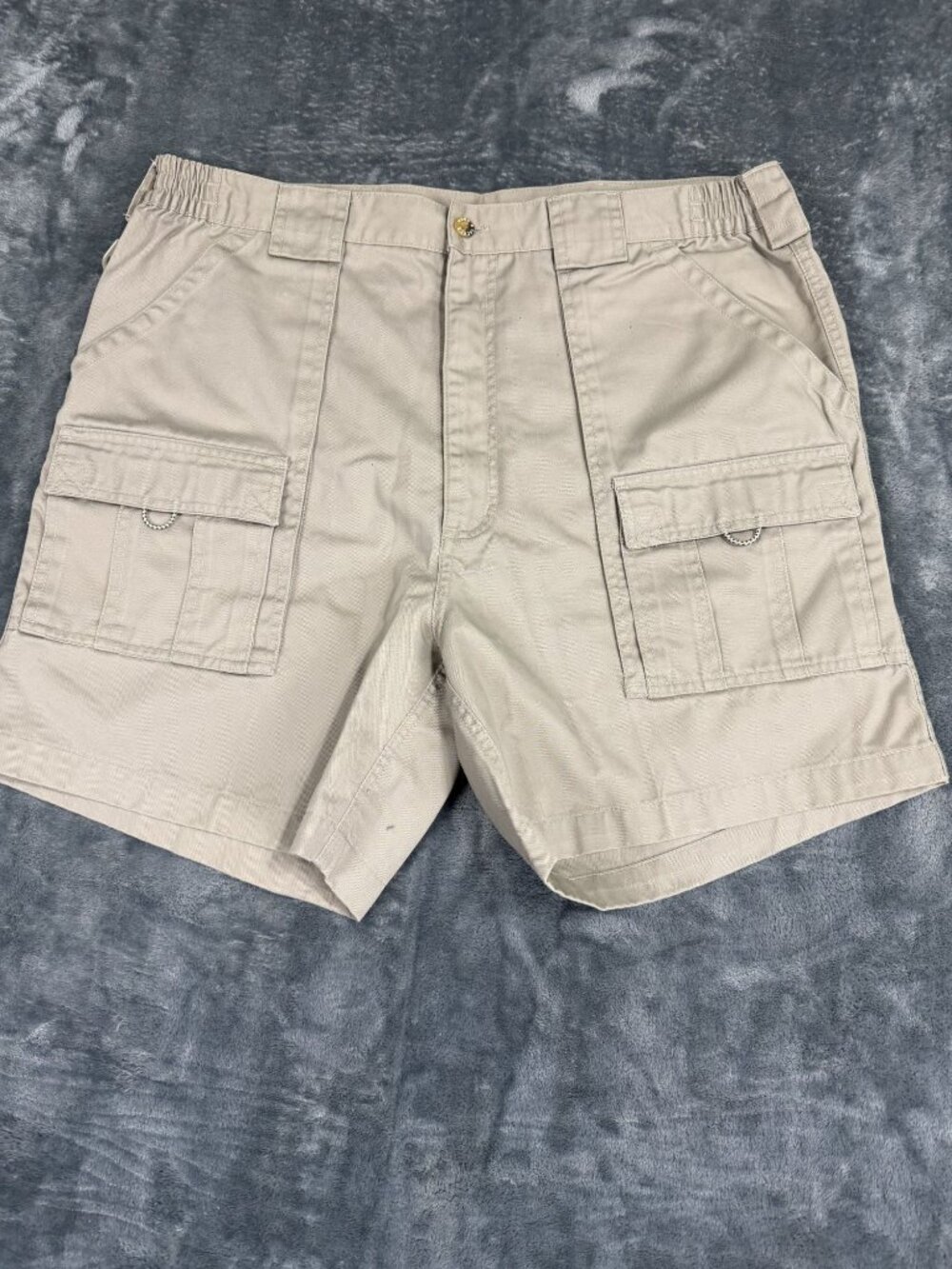 Hook & Tackle Mens Beige Cargo Shorts Size 36 With Elastic Waistband